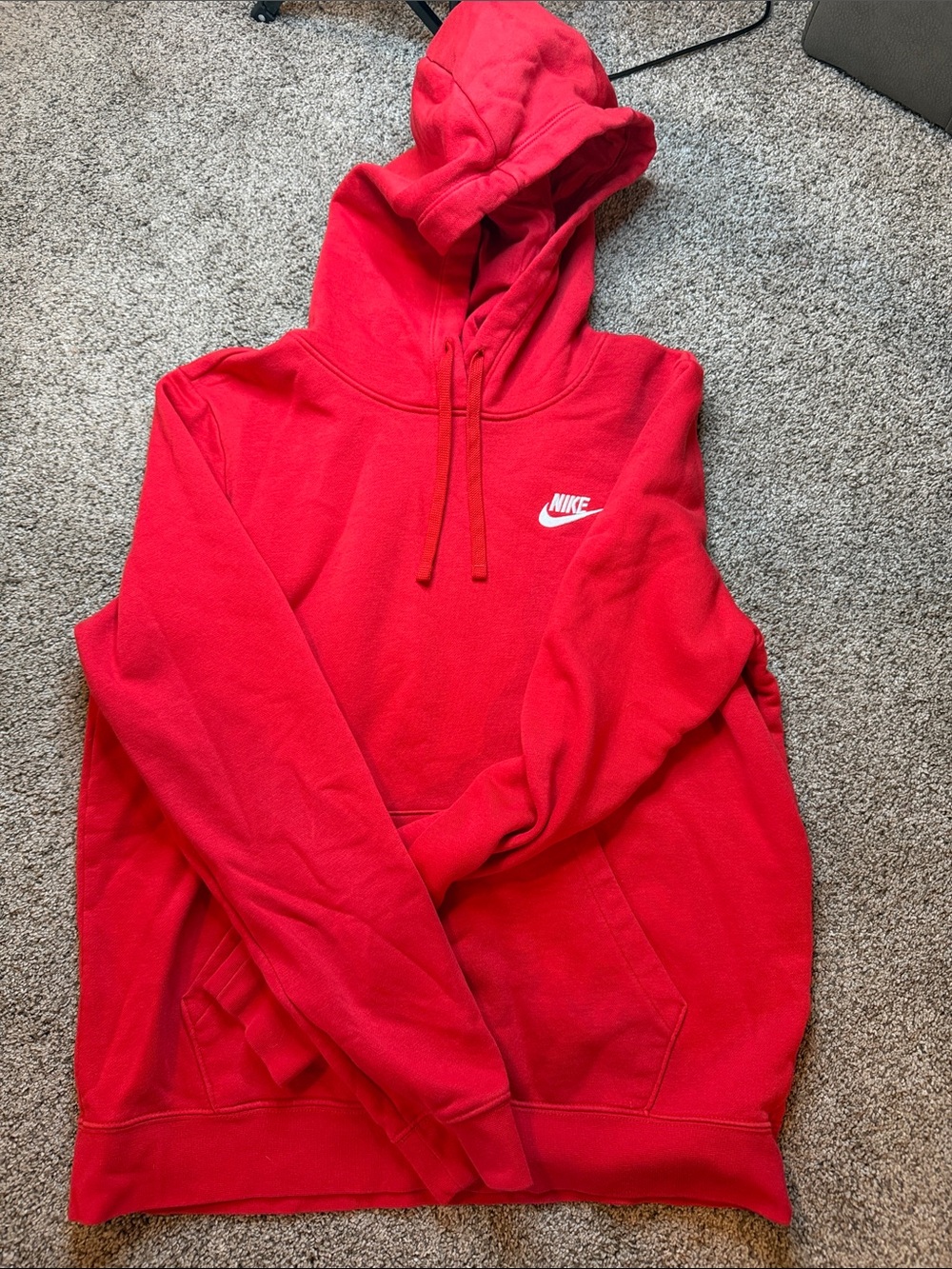 Nike Red Zip-Up Hooded Sweatshirt with White Logo